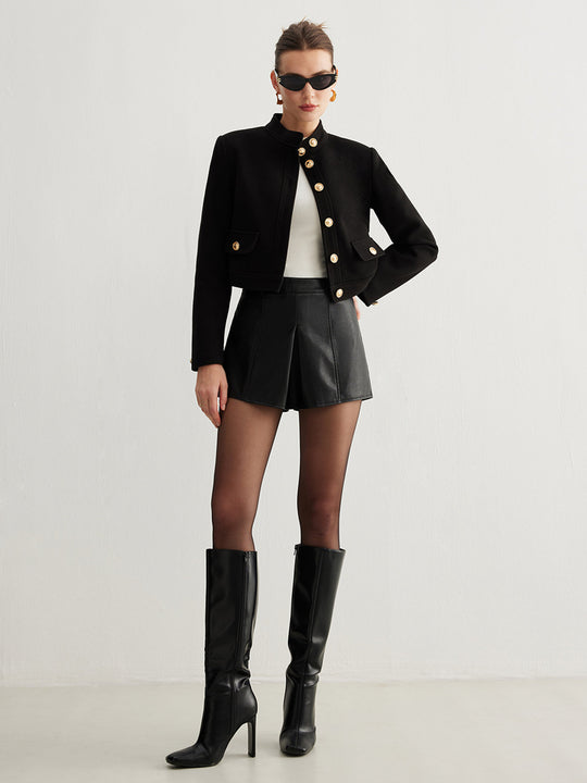 EB | Kragenknopf Tweed Kurze Jacke
