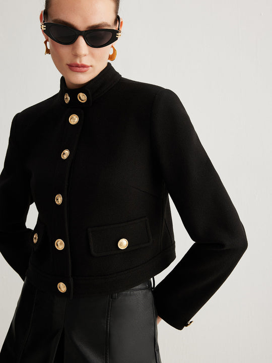 EB | Kragenknopf Tweed Kurze Jacke