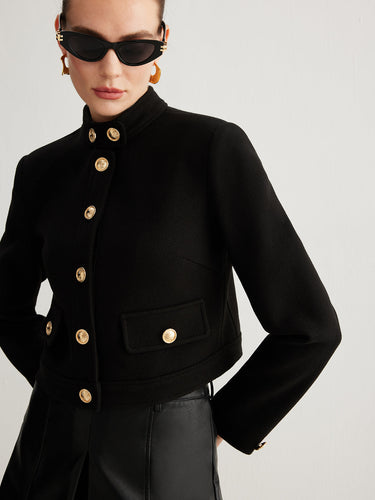 EB | Kragenknopf Tweed Kurze Jacke