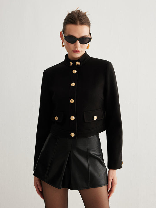 EB | Kragenknopf Tweed Kurze Jacke