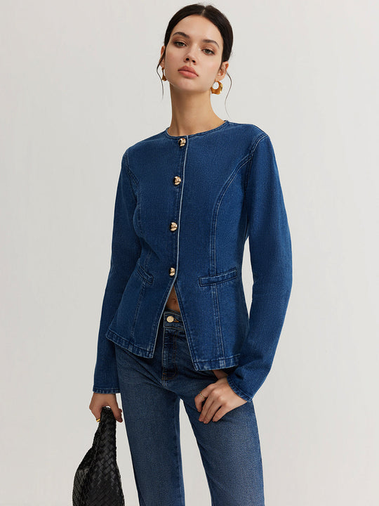 EB | Daunen Denim Slim Jacke