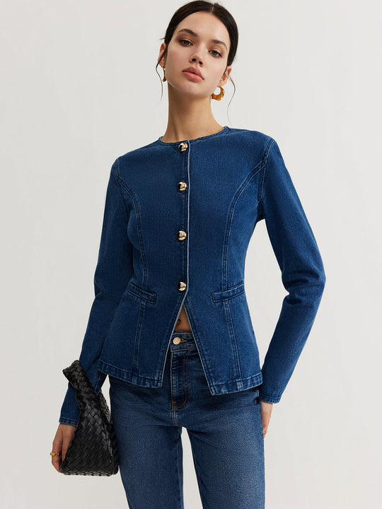 EB | Daunen Denim Slim Jacke