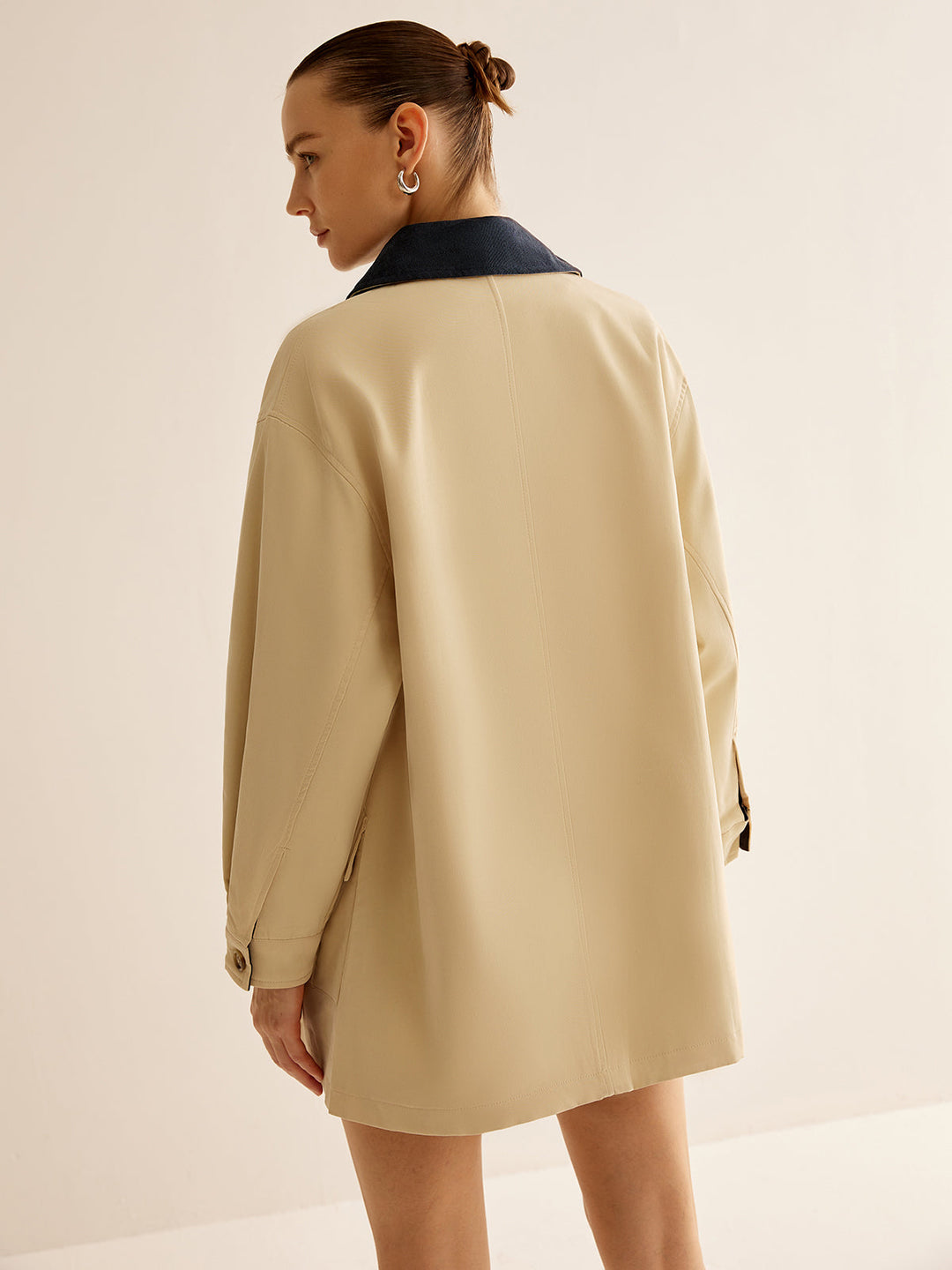 EB | Baumwolle Kontrastkragen Knopfjacket