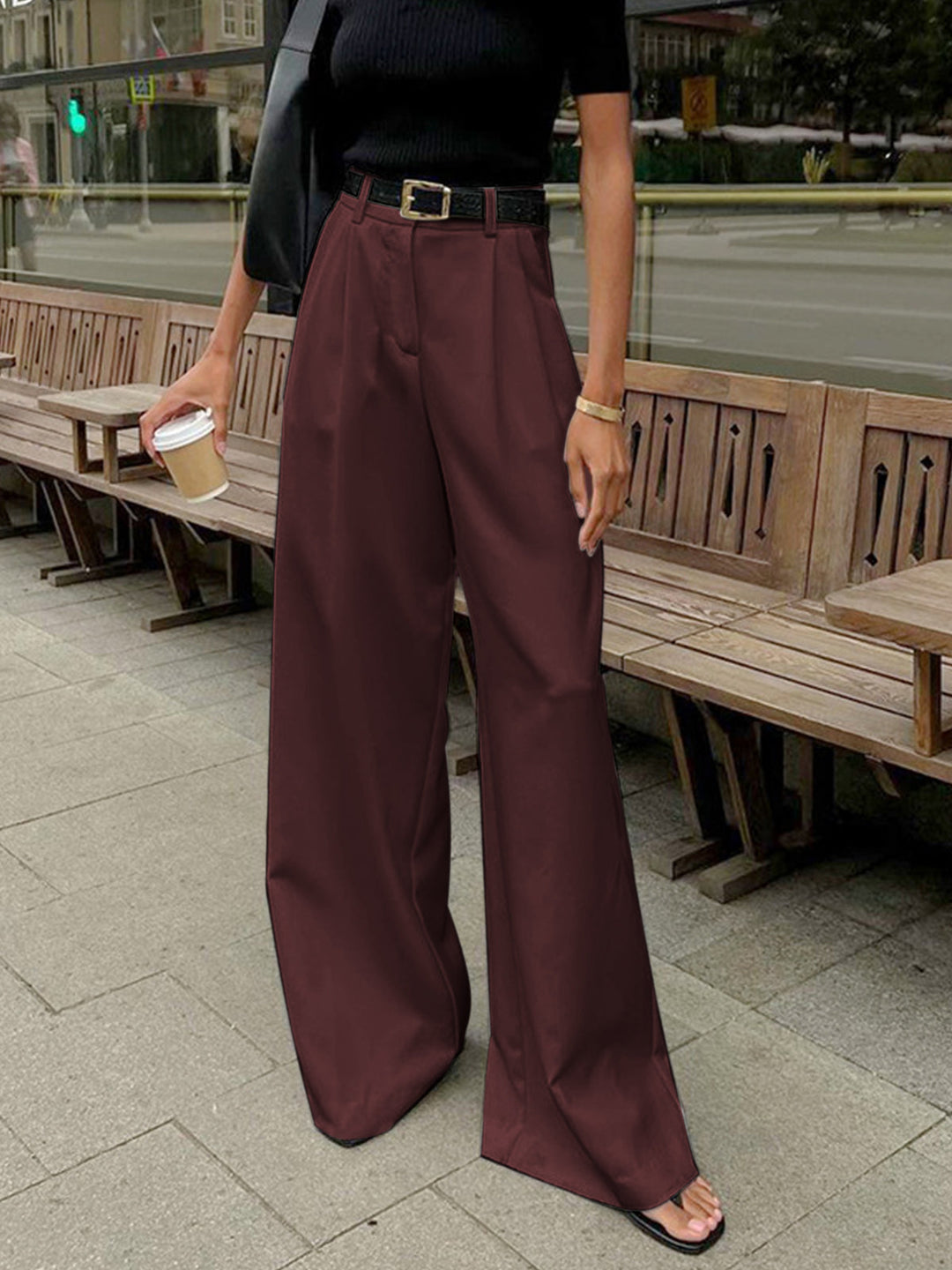 EB | Elegante Hose mit Weitem Bein Ohne Gürtel