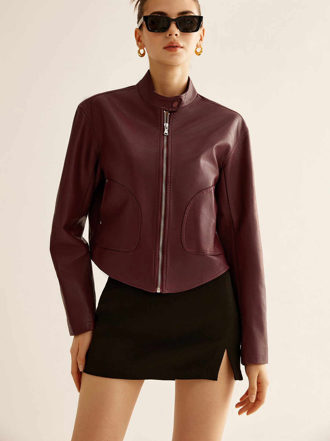 EB | Reißverschluss Kunstlederjacke