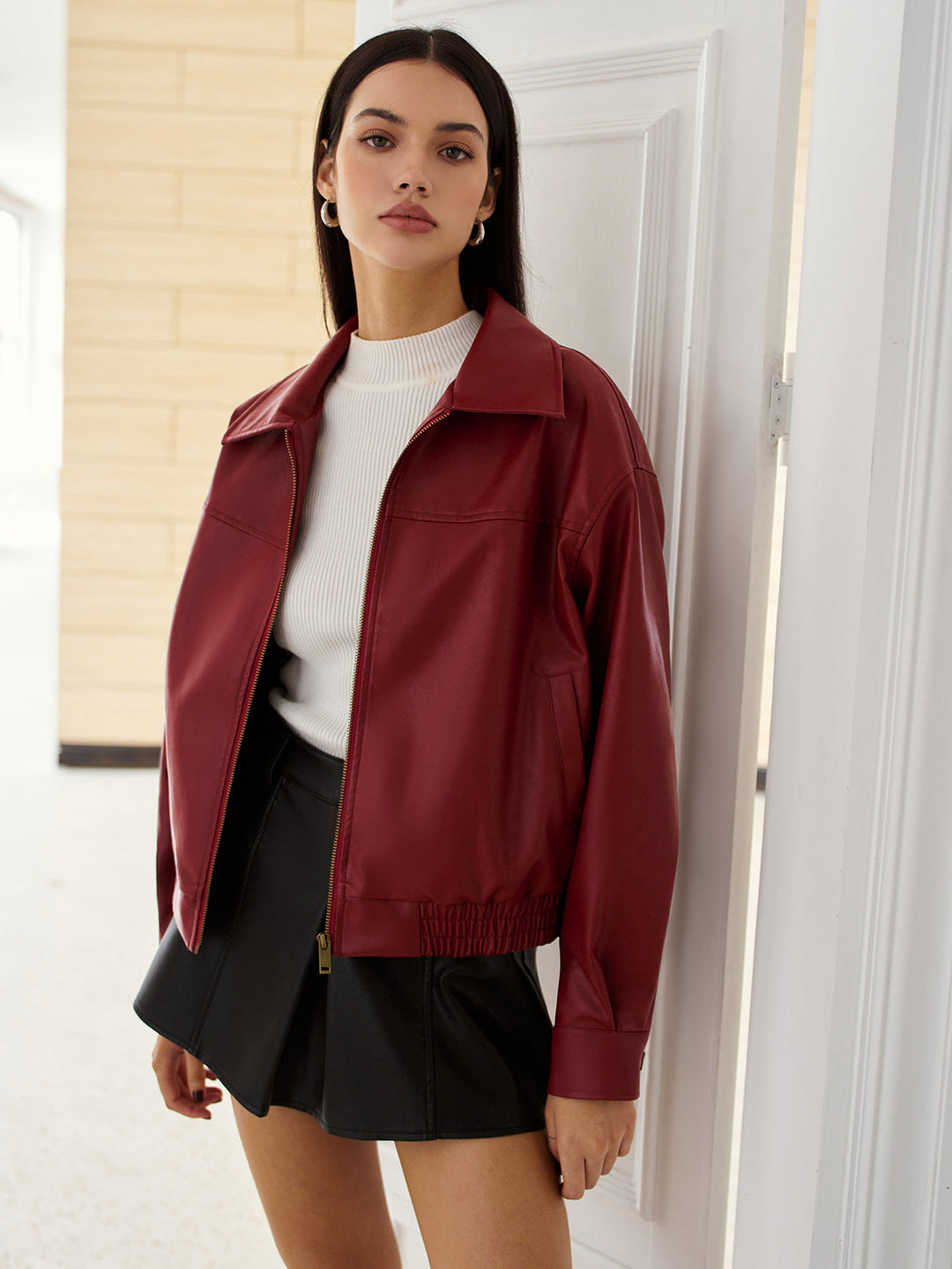 EB | Leder Zip Polo Jacke