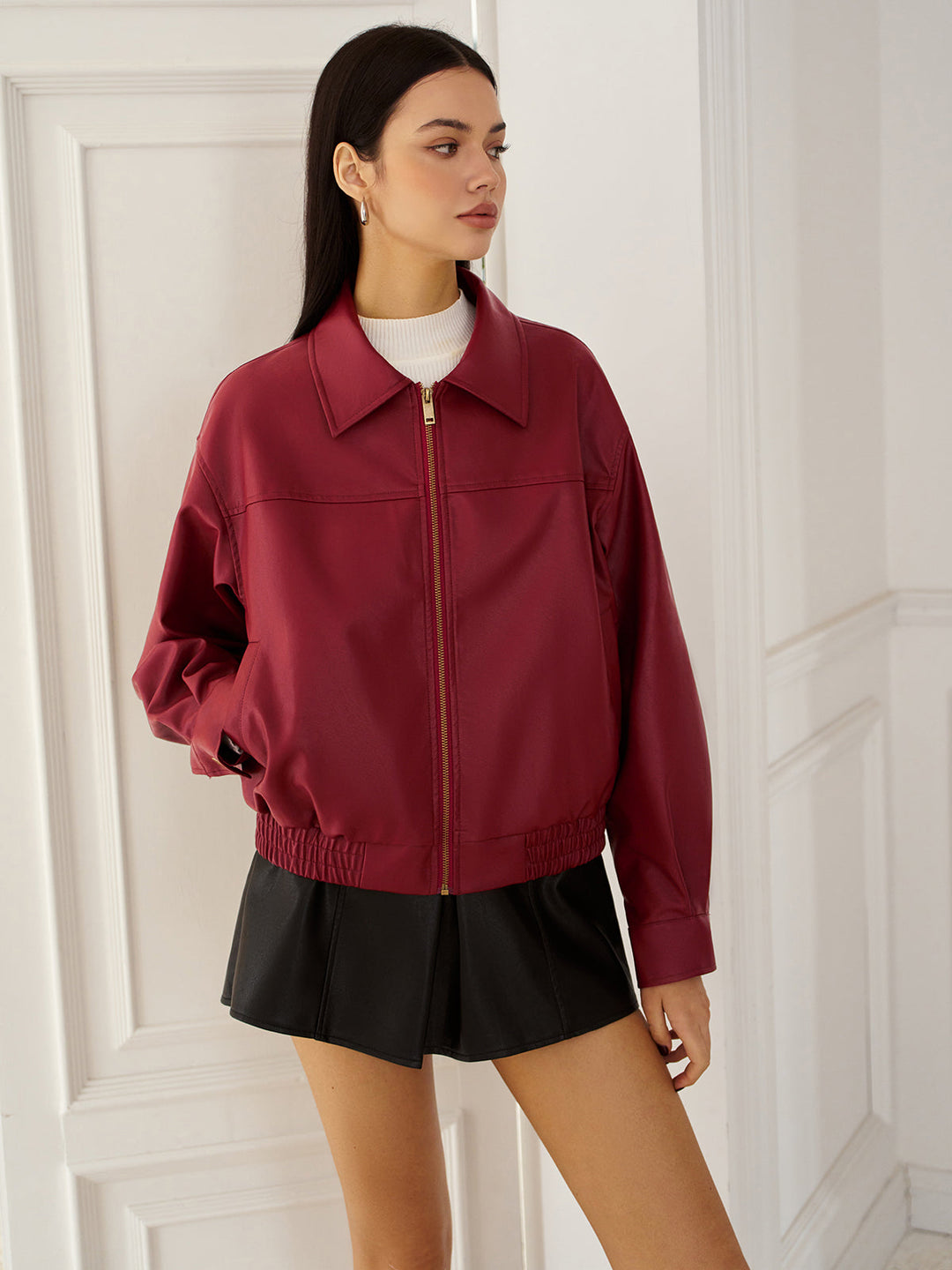 EB | Leder Zip Polo Jacke