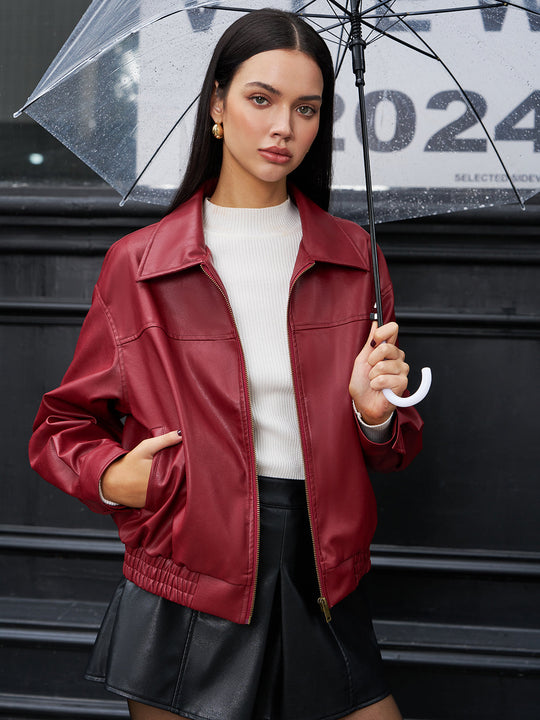 EB | Leder Zip Polo Jacke