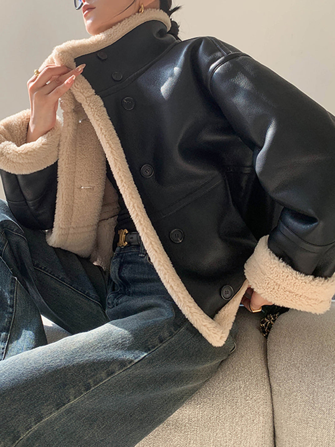 EB | Gefütterte Kunstlederjacke