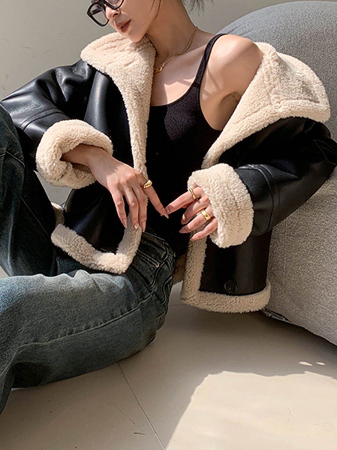 EB | Gefütterte Kunstlederjacke