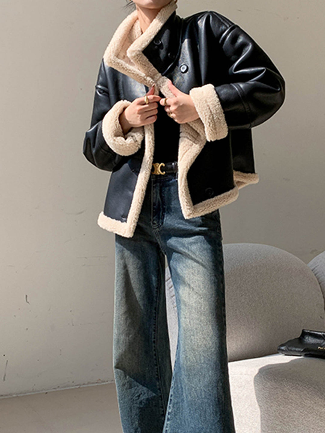 EB | Gefütterte Kunstlederjacke