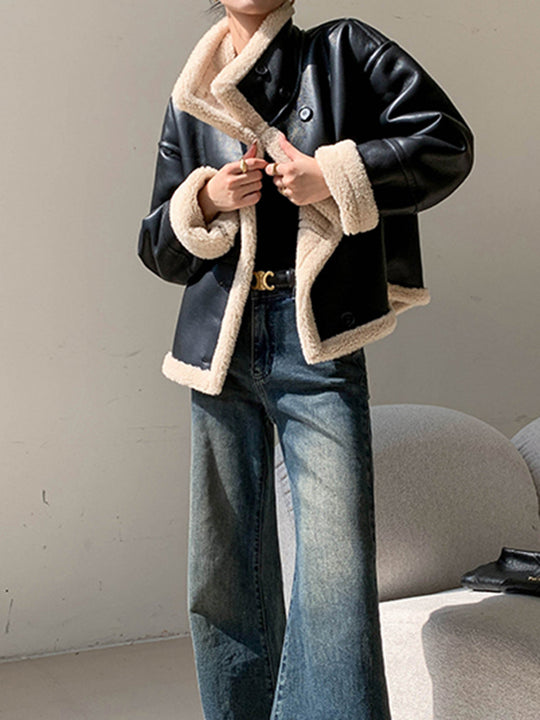 EB | Gefütterte Kunstlederjacke