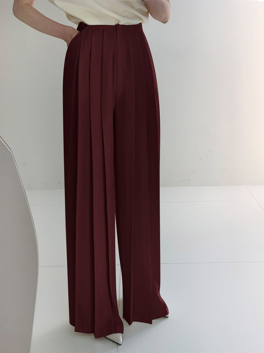 EB | Elegante Plissierte High Waist Hose mit Weitem Bein
