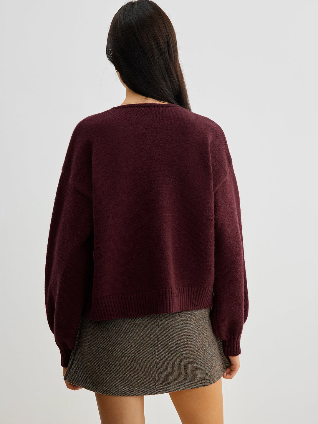 EB | Strickcardigan mit Samtschleifen Wollmischung Feminin und Modern