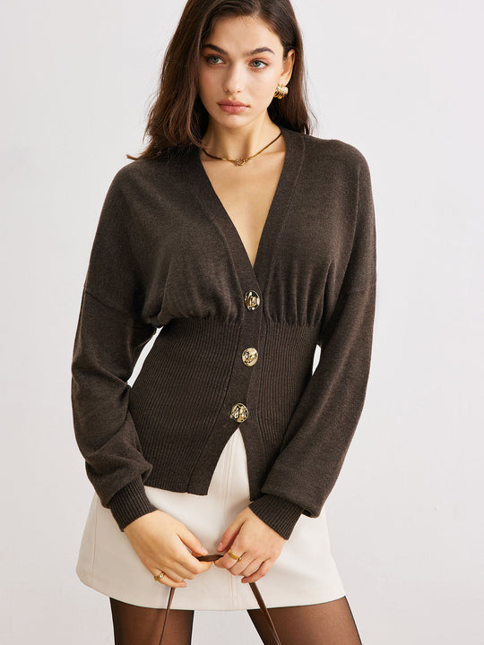 EB | Cardigan mit Knöpfen Rippstrick Tailliert Elegant und Bequem