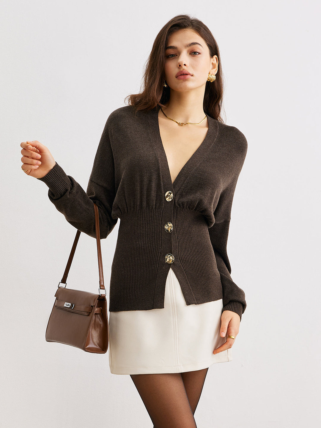 EB | Cardigan mit Knöpfen Rippstrick Tailliert Elegant und Bequem