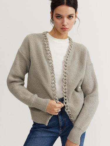 EB | Cardigan mit Geflochtenem Rand Weicher Strick Zeitloser Komfort