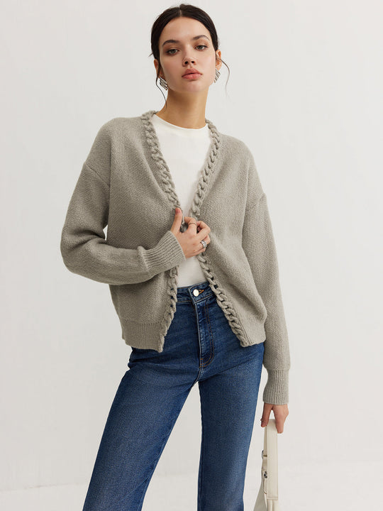 EB | Cardigan mit Geflochtenem Rand Weicher Strick Zeitloser Komfort