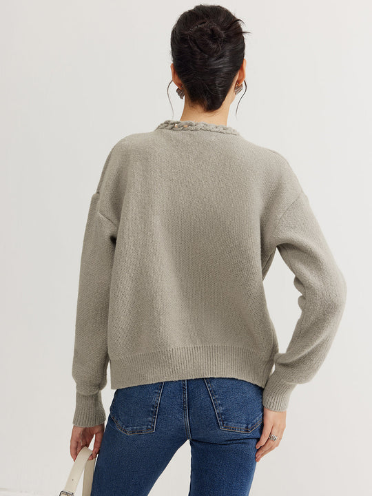 EB | Cardigan mit Geflochtenem Rand Weicher Strick Zeitloser Komfort
