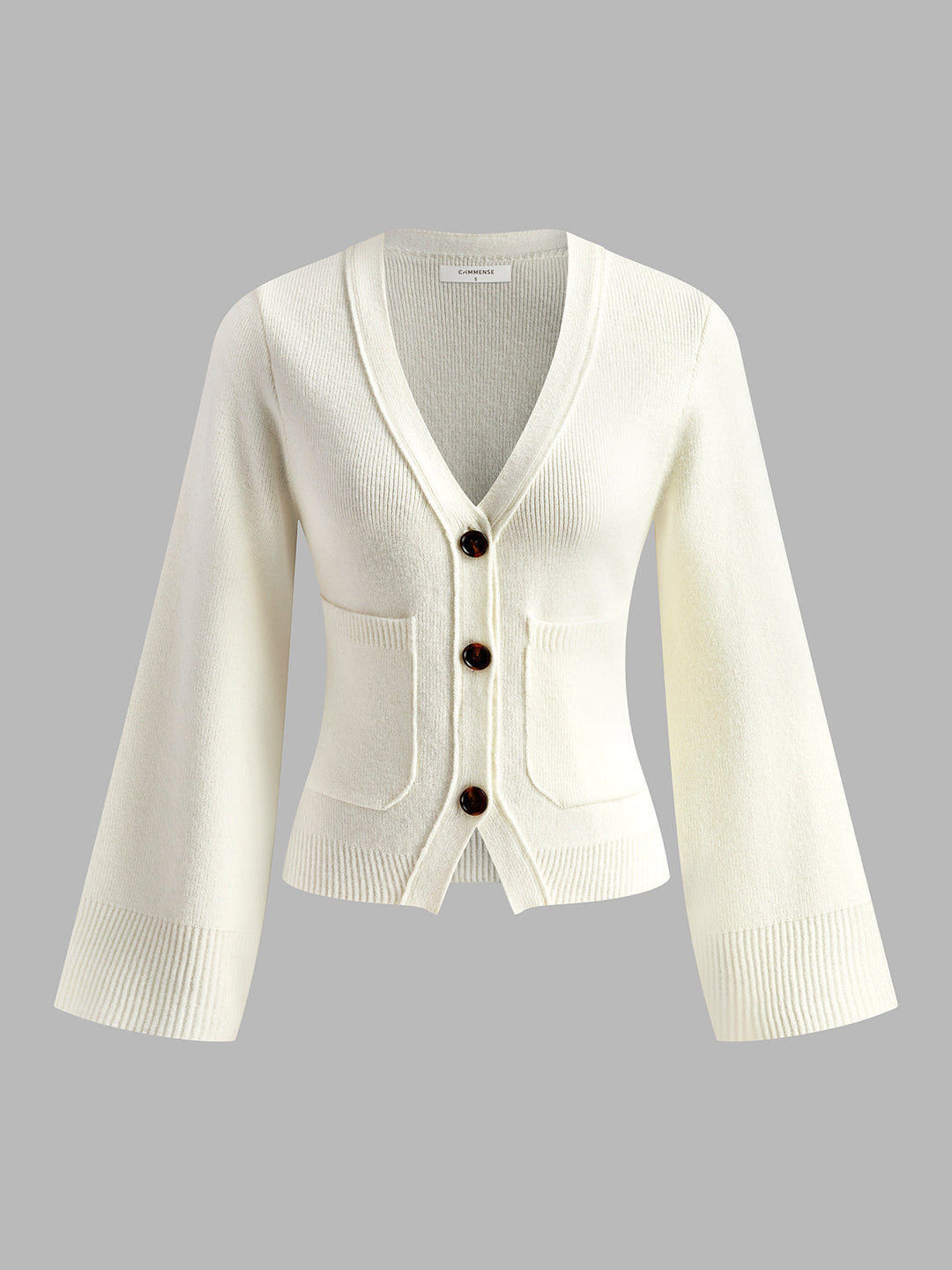 EB | Strickcardigan mit V-ausschnitt Taschen und Knöpfe Zeitloser Komfort