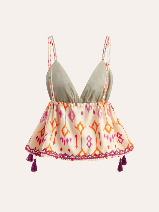 EB | Bestickte Boho Quastenbinder Cami Top