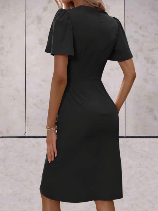 EB | Klassisches Wickelkleid Mit Eleganter V-Ausschnitt