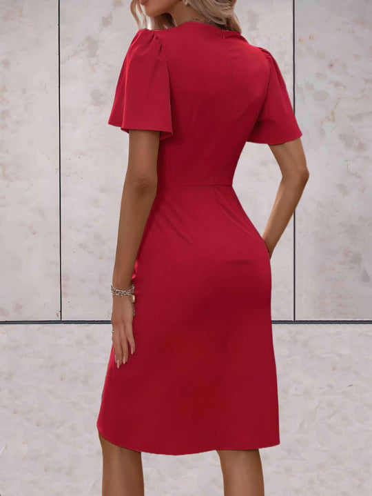 EB | Klassisches Wickelkleid Mit Eleganter V-Ausschnitt