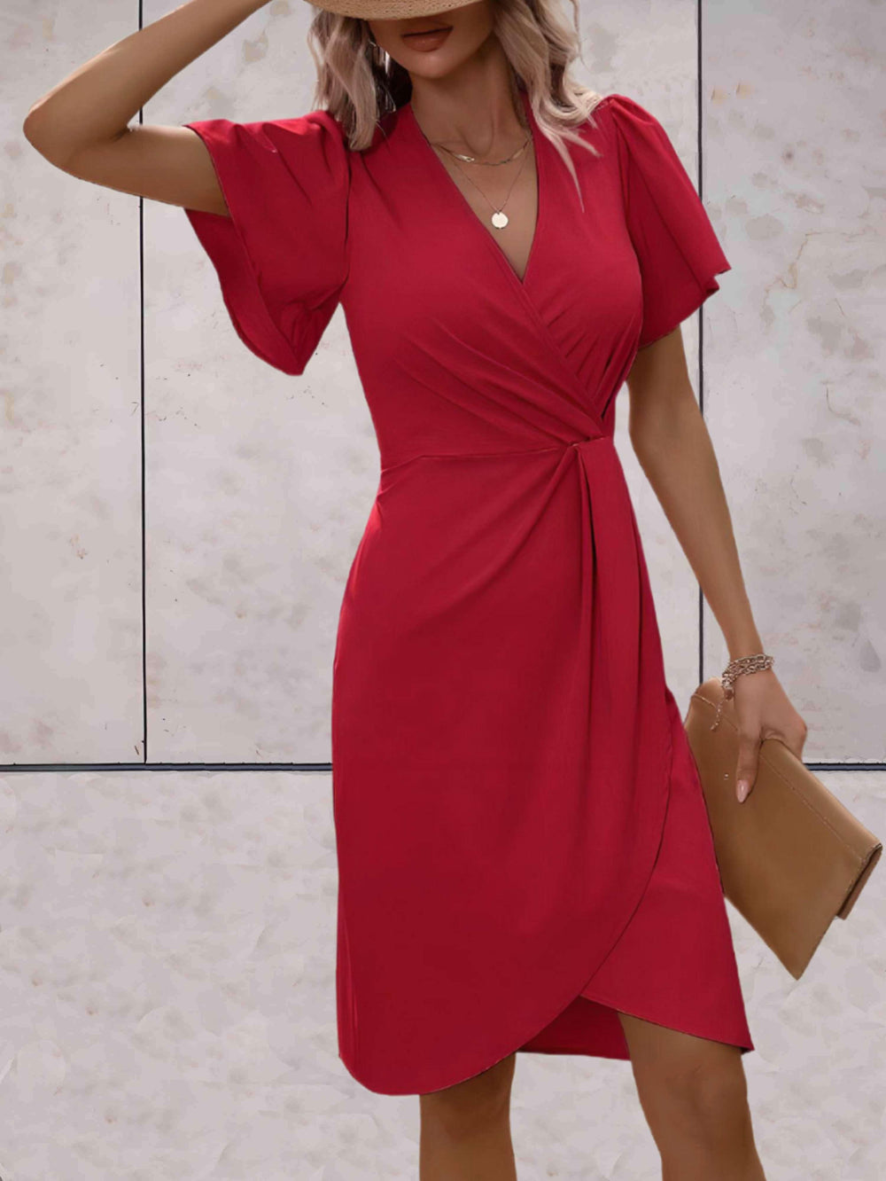 EB | Klassisches Wickelkleid Mit Eleganter V-Ausschnitt