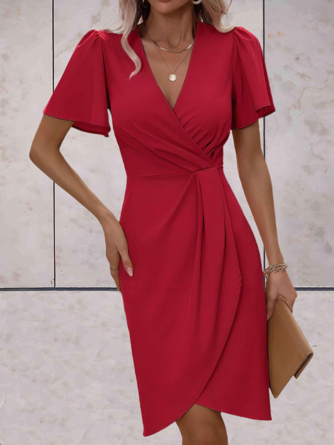 EB | Klassisches Wickelkleid Mit Eleganter V-Ausschnitt
