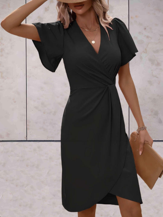 EB | Klassisches Wickelkleid Mit Eleganter V-Ausschnitt
