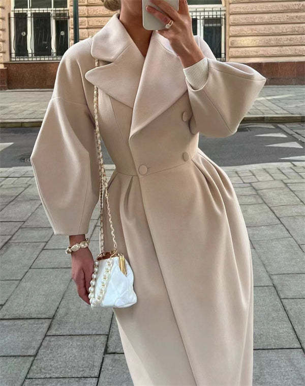 EB | Vintage-Wollmantel mit Laternenärmeln und Revers