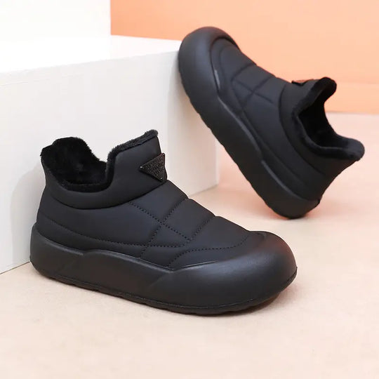 EB | Damen Schnee Stiefel, Warme Baumwolle Slip-On Knöchel Stiefel, Kunstledersohle & Plüsch Futter