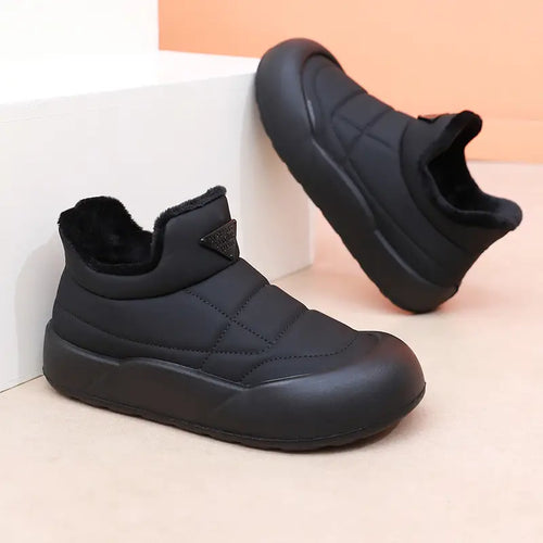 EB | Damen Schnee Stiefel, Warme Baumwolle Slip-On Knöchel Stiefel, Kunstledersohle & Plüsch Futter