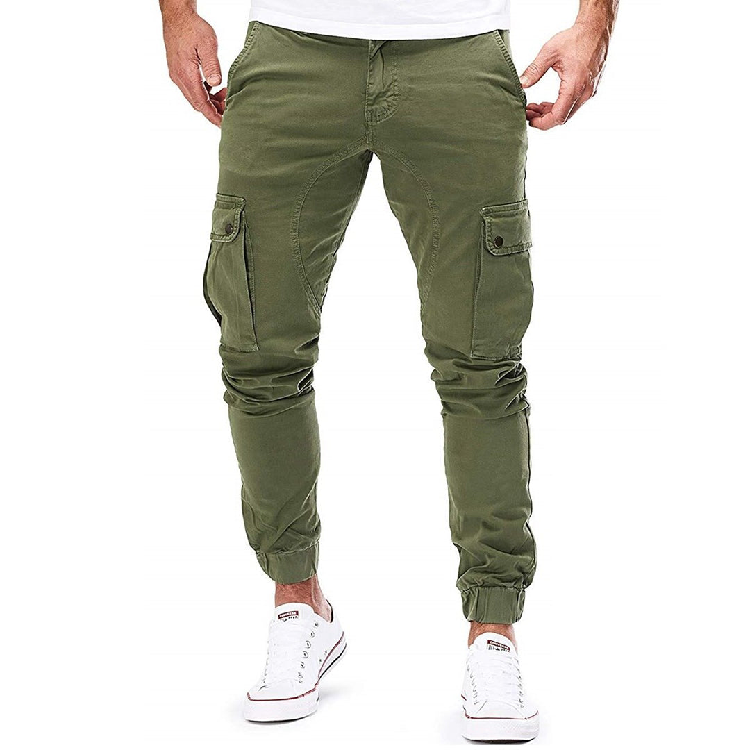 EB | Hosen Cargo Hosen Slim Fit Elastischer Bund Rippbündchen Mehrfachtaschen Design
