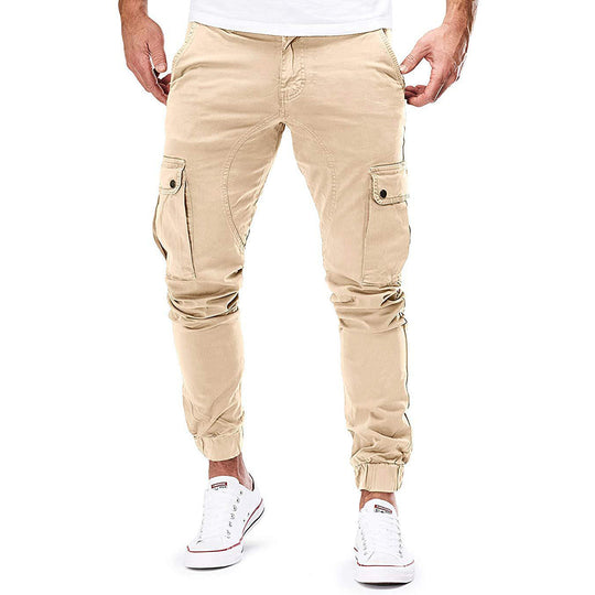 EB | Hosen Cargo Hosen Slim Fit Elastischer Bund Rippbündchen Mehrfachtaschen Design