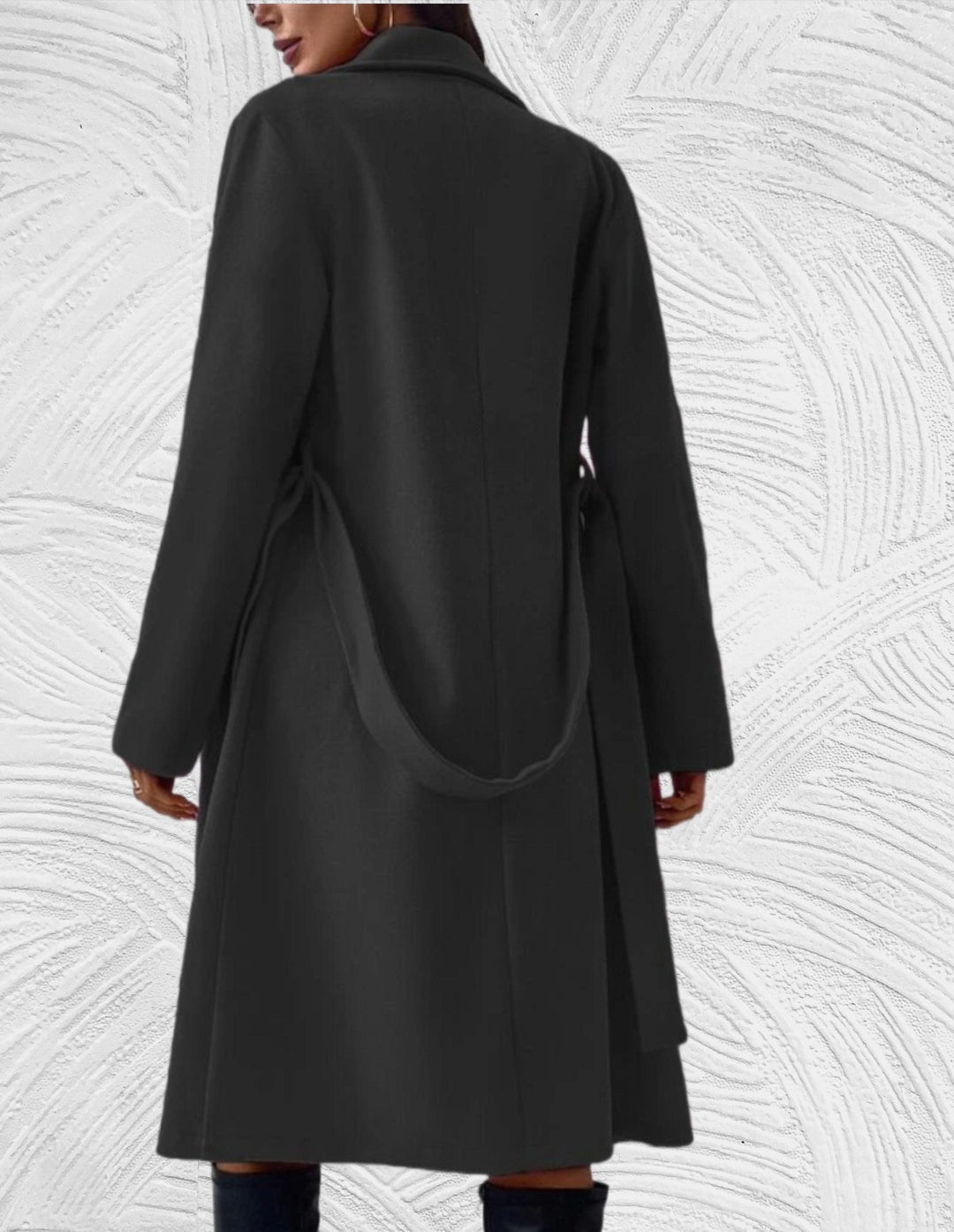 EB | Lange und Oversized Jacke mit Knopfverschluss, Brusttaschen und Bindegürtel