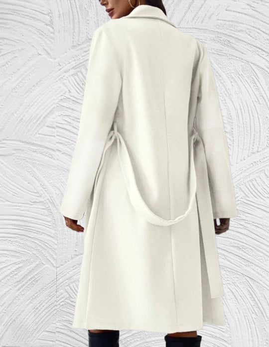 EB | Lange und Oversized Jacke mit Knopfverschluss, Brusttaschen und Bindegürtel