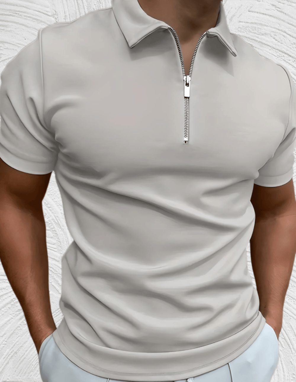 EB Gut sitzendes Herren-Poloshirt mit Reißverschluss