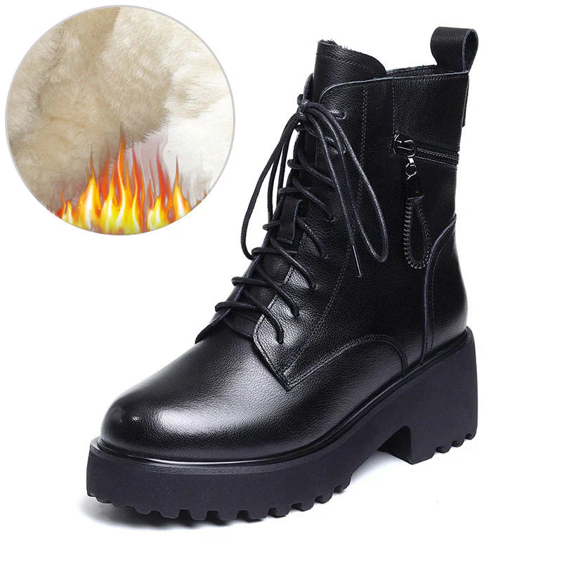 EB | Cozy Chic Damen Chunky Heel Pelzgefütterte Winterstiefel