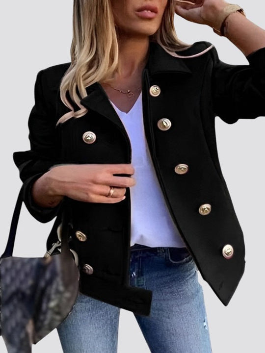 EB | Kurze Wolljacke mit Doppelreihigem Design Wollmischung Klassisch und Elegant