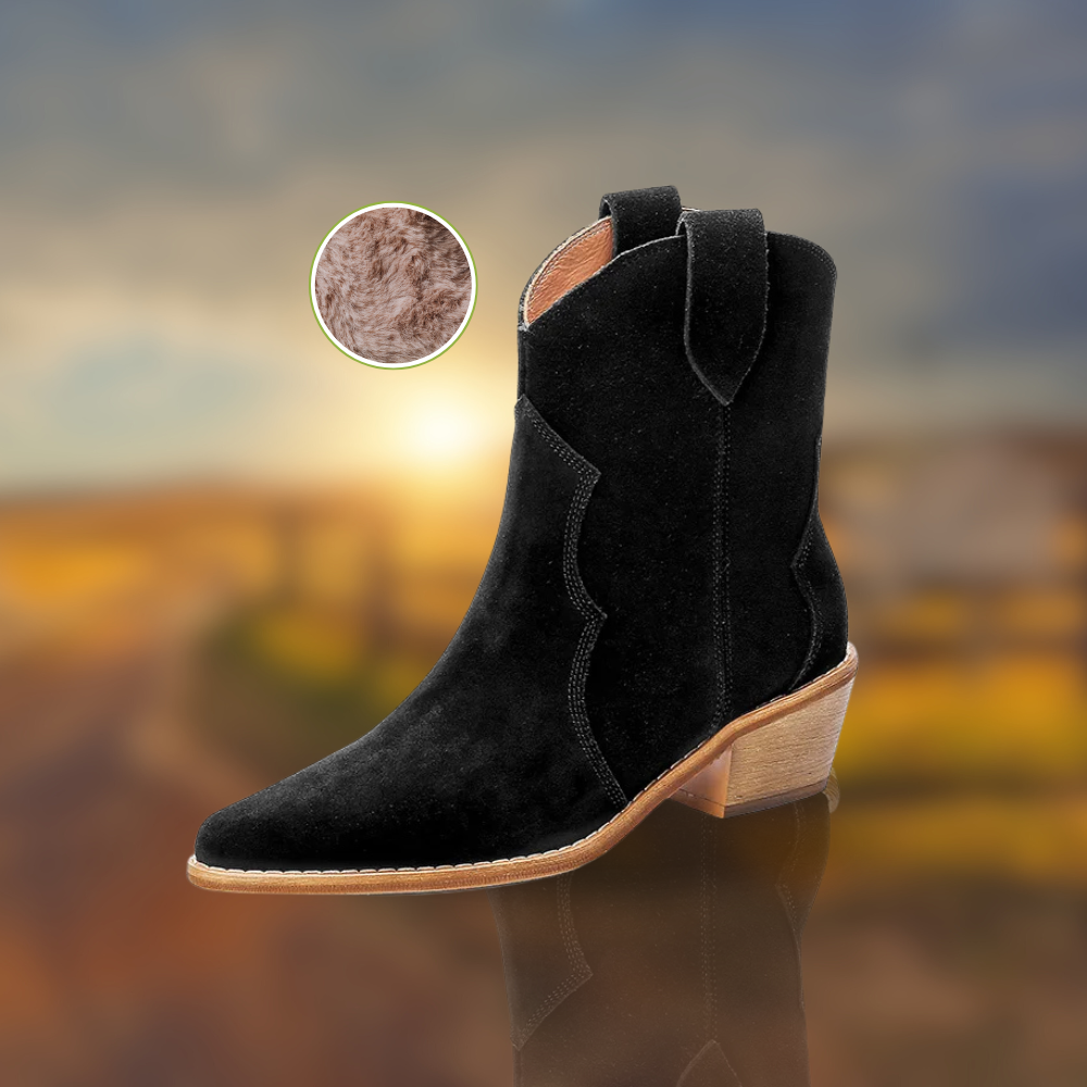 EB | Rindsleder Damen Wildleder Damen Stiefel mit Absatz