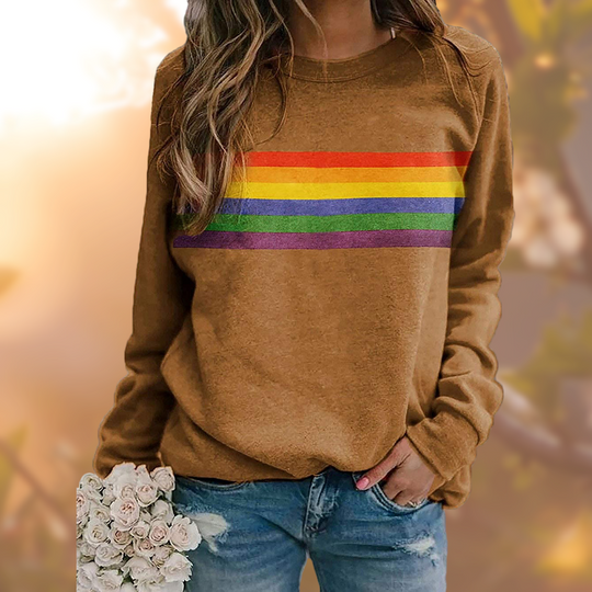 EB - Weicher Pullover mit Regenbogenmuster