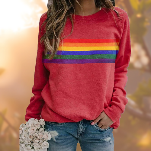 EB - Weicher Pullover mit Regenbogenmuster