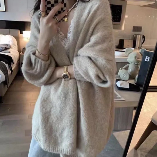 EB | Cardigan Übergröße Strick Offene Front Weich und Bequem