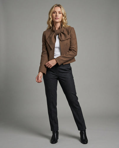 Damen Woll-Set Kurze Steppjacke im Old Money Style