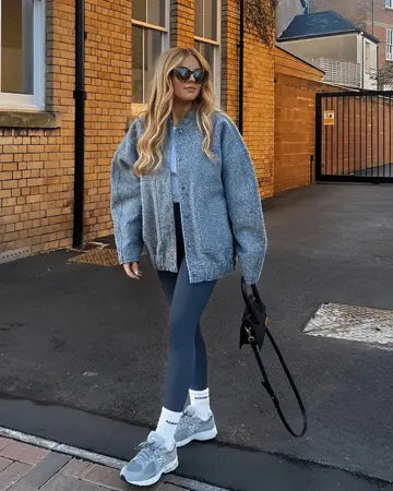 EB | Übergroßer Fleece Bomber mit Druckknopf Verschluss