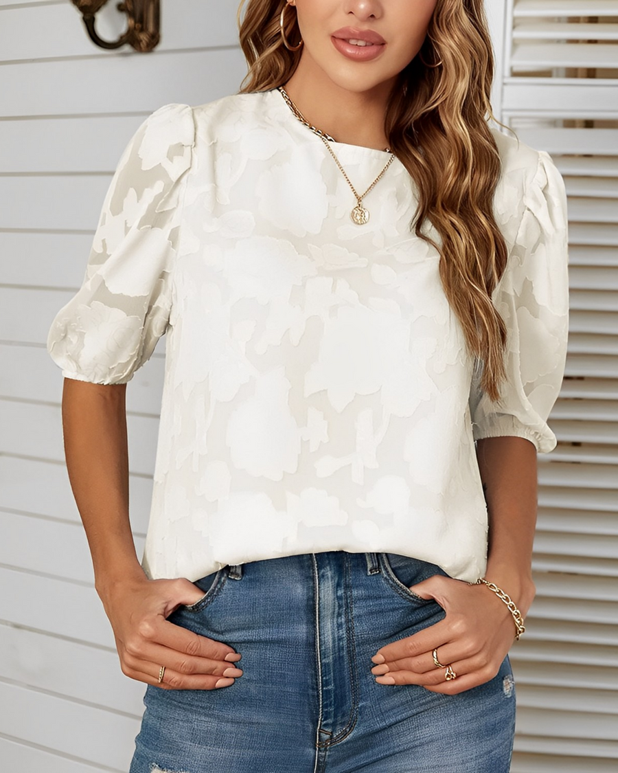 EB | Elegante Damen Blumenbluse mit Puffärmeln