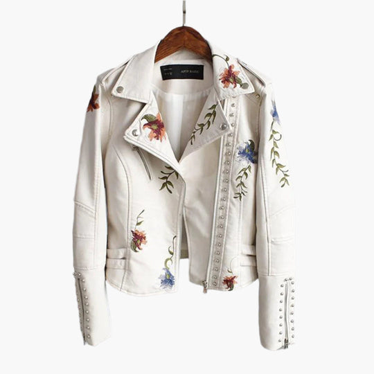 EB | Bikerjacke mit Blumenmuster für Damen - Kurz