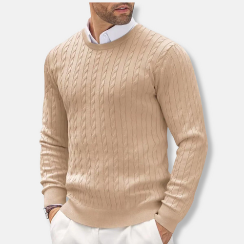 EB | Slim Fit Feinstrick Rundhals Struktur in Kabelstrick
