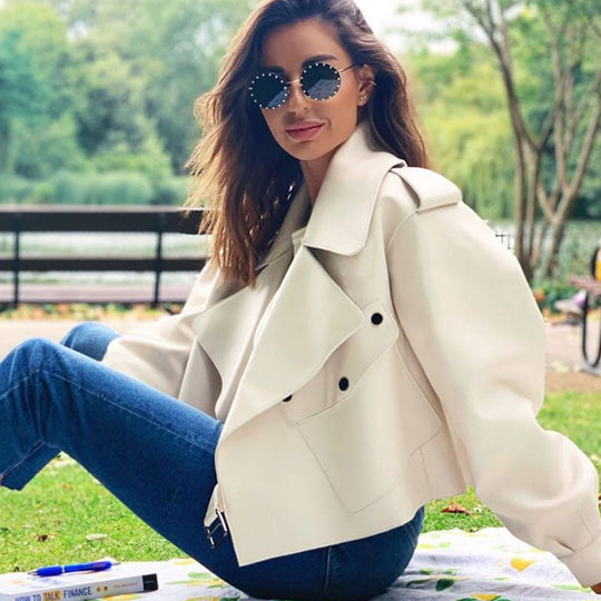 EB | Kurzes Damenjackett - Eine Lässige Lederjacke für Damen